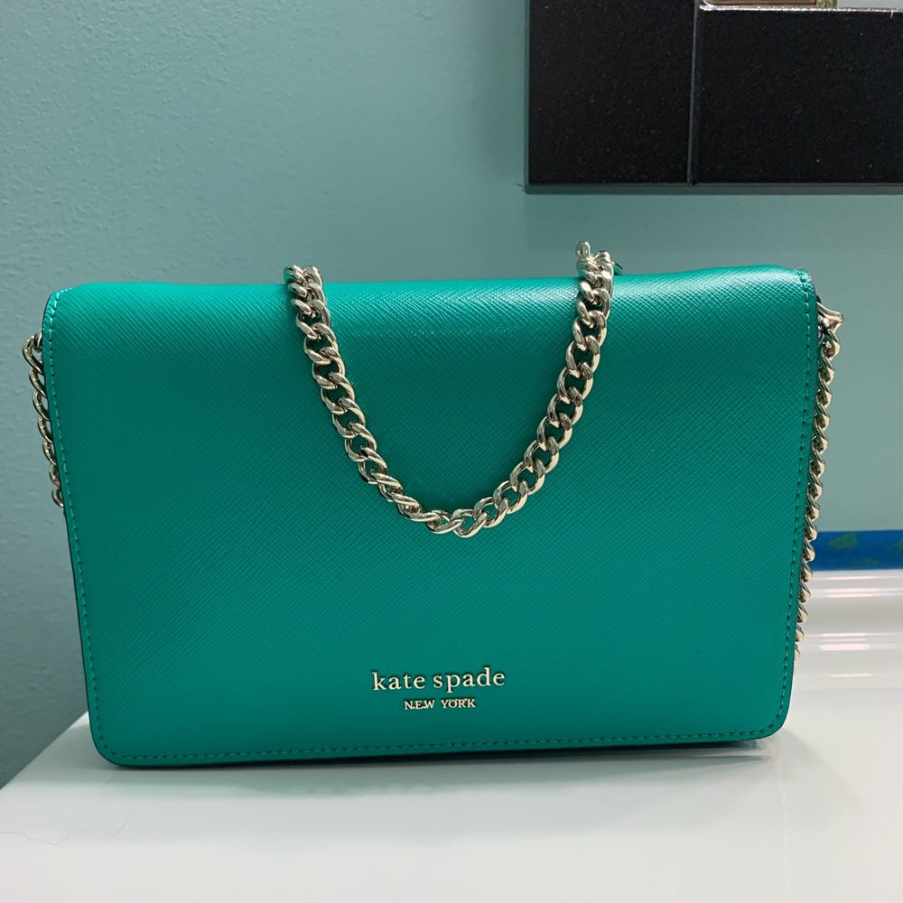 kate spade teal chain shoulder bag